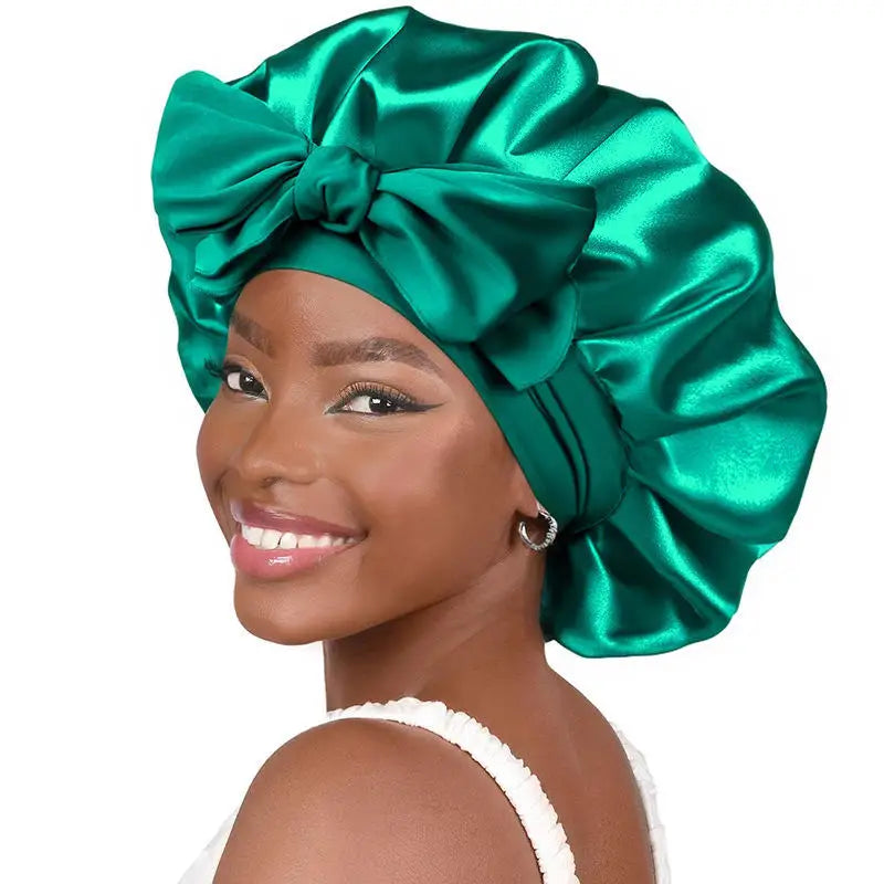 Silk Sleeping Bonnet for Women Large Sleep Cap with Wide Elastic Tie Band for Curly Dreadlock Braid Hair Care