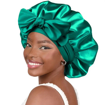 Silk Sleeping Bonnet for Women Large Sleep Cap with Wide Elastic Tie Band for Curly Dreadlock Braid Hair Care
