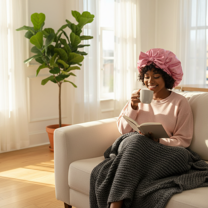 Silk Sleeping Bonnet for Women Large Sleep Cap with Wide Elastic Tie Band for Curly Dreadlock Braid Hair Care